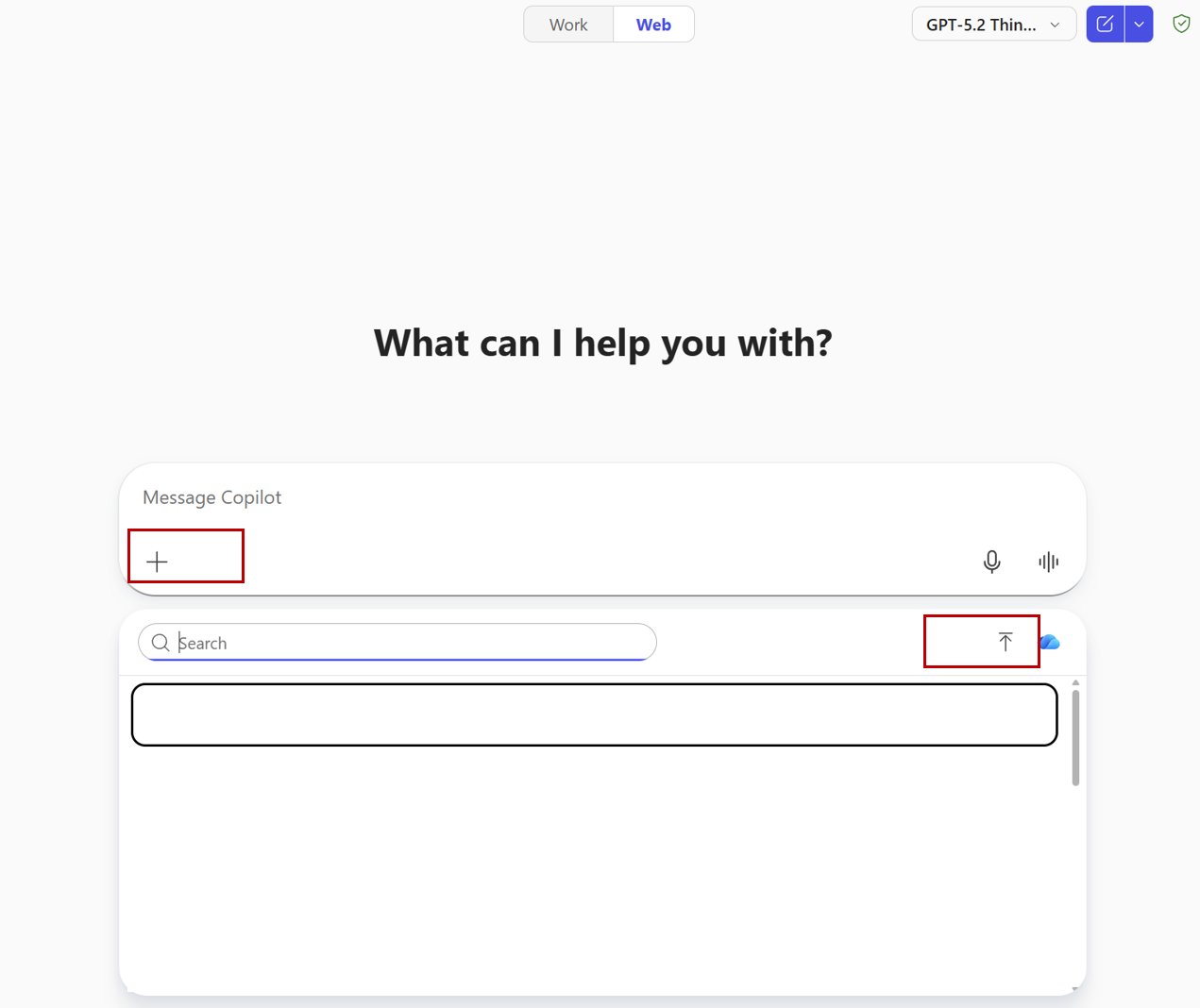 File upload via the + sign