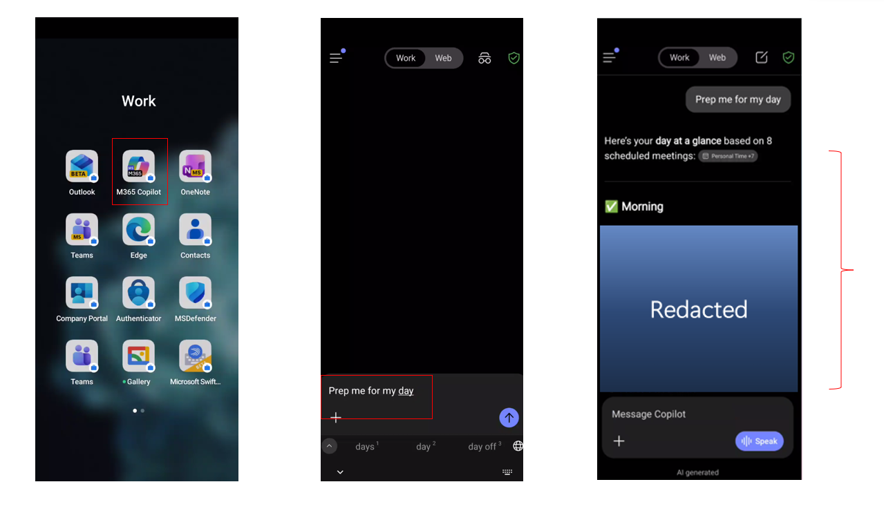M365 mobile app — Prep me for my day