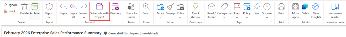 Schedule meeting from email
